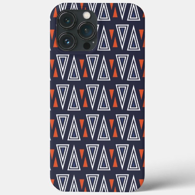 Funda De Case-Mate Para iPhone Patrón de triángulos geométricos azul oscuro y roj (Reverso )