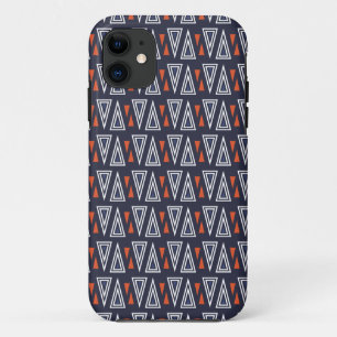 Funda Para iPhone 11 Patrón de triángulos geométricos azul oscuro y roj
