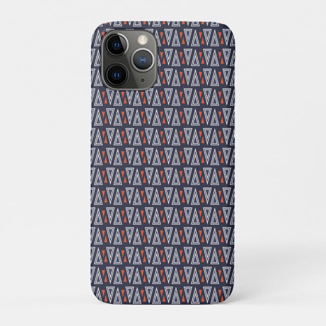 Funda De Case-Mate Para iPhone Patrón de triángulos geométricos azul oscuro y roj (Reverso)