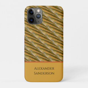 Funda Para iPhone 11 Pro Patrón de trucha de acuarela de peces de época