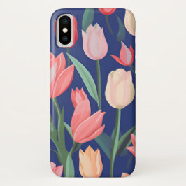 Funda Para iPhone X Patrón de tulipanes.
