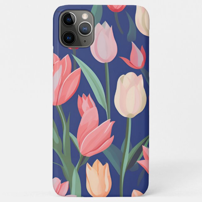 Funda De Case-Mate Para iPhone Patrón de tulipanes. (Reverso)
