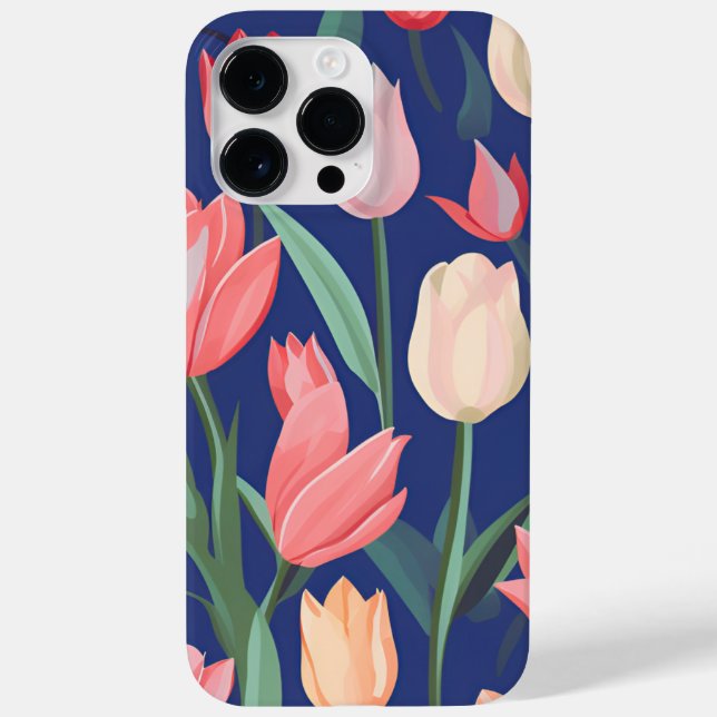 Funda De Case-Mate Para iPhone Patrón de tulipanes. (Reverso)