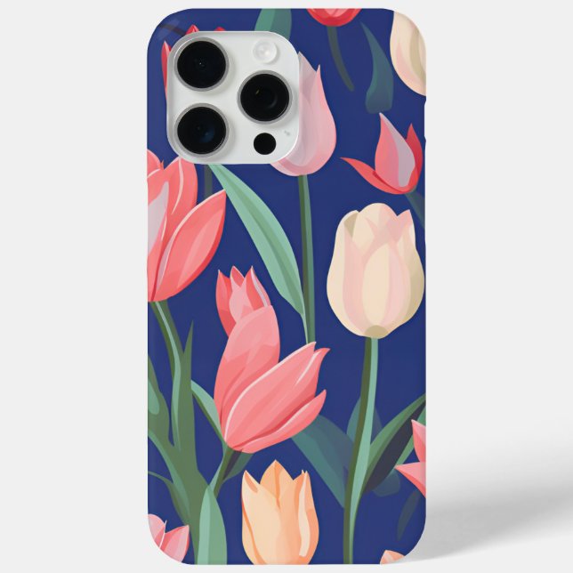 Funda De Case-Mate Para iPhone Patrón de tulipanes. (Reverso )