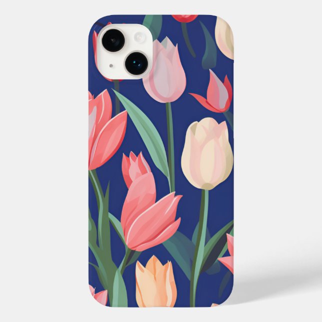Funda De Case-Mate Para iPhone Patrón de tulipanes. (Reverso )