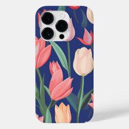 Funda Para iPhone 14 Pro De Case-Mate Patrón de tulipanes.