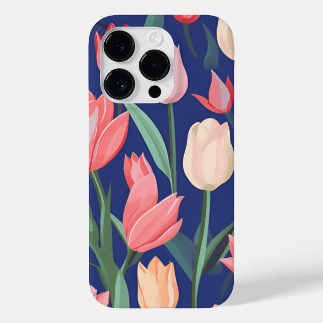 Funda De Case-Mate Para iPhone Patrón de tulipanes. (Reverso )