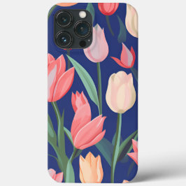 Funda Para iPhone 13 Pro Max Patrón de tulipanes.