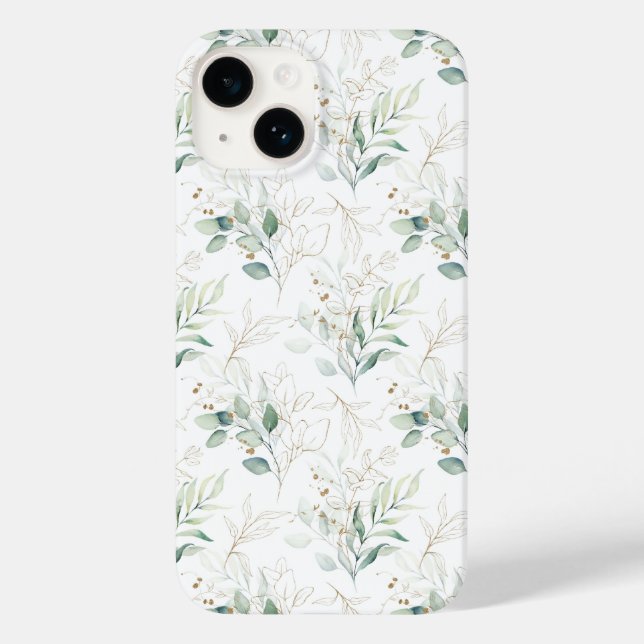 Funda De Case-Mate Para iPhone Patrón de vegetación floral Mint Green Pastel (Reverso )