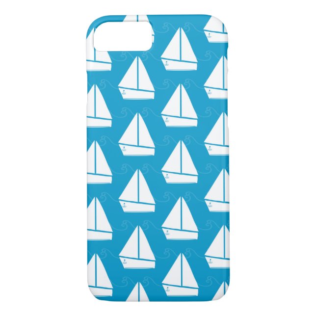 Funda De Case-Mate Para iPhone Patrón de velero azul claro (Reverso)