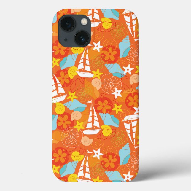 Funda De Case-Mate Para iPhone Patrón de velero tropical (Reverso)