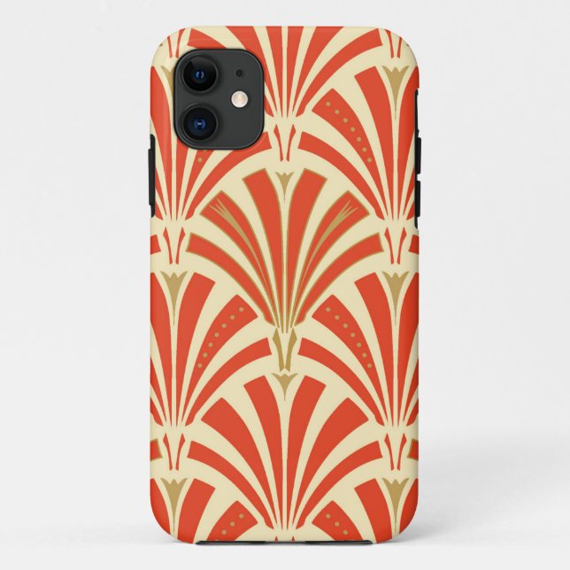 Funda De Case-Mate Para iPhone Patrón de ventilador Art Deco - naranja de mandari (Reverso)