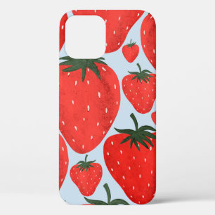 Funda Para iPhone 12 Patrón de verano con fresas aisladas en la luz