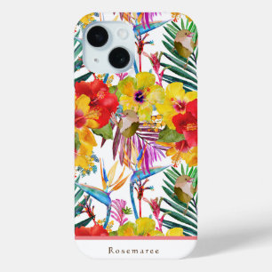 Funda Para iPhone 15 Patrón de verano de Hibiscus Tropical