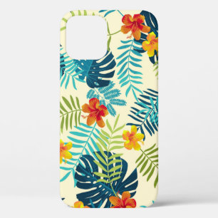 Funda Para iPhone 12 Patrón de verano de Monstera Tropical Hibiscus