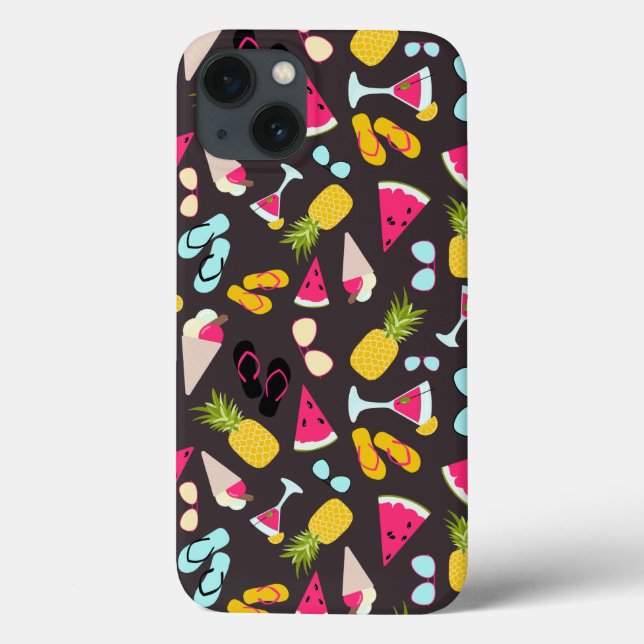 Funda De Case-Mate Para iPhone Patrón de verano tropical (Reverso)