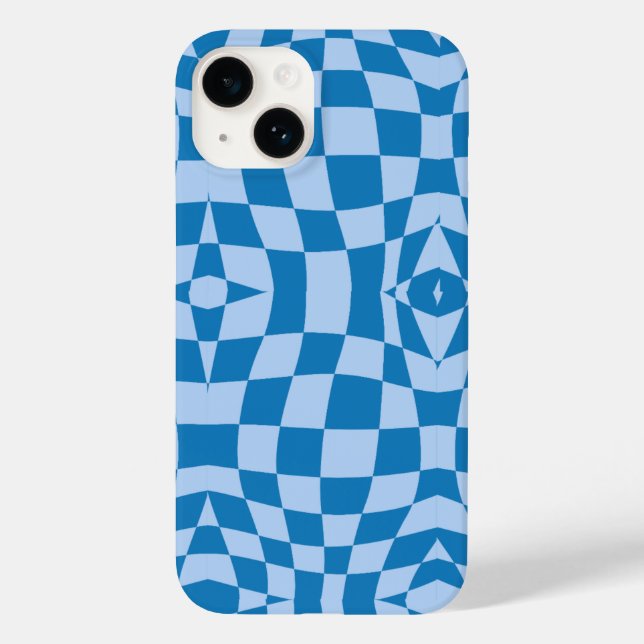 Funda De Case-Mate Para iPhone Patrón de verificación azul (Reverso )