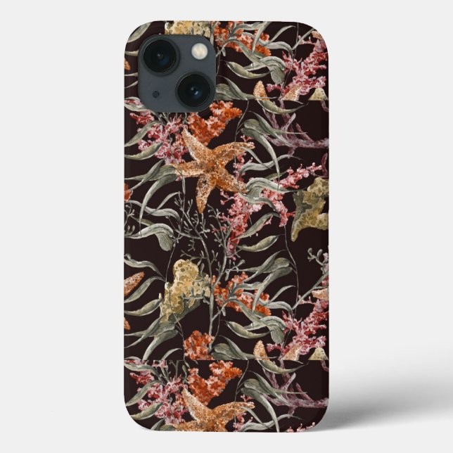 Funda De Case-Mate Para iPhone Patrón de vida marina de Shabby (Reverso)