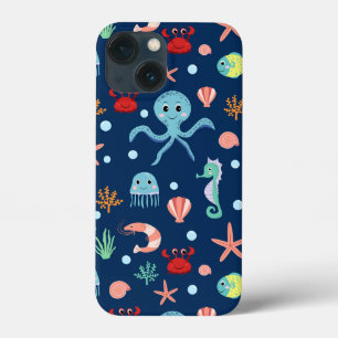 Funda Para iPhone 13 Mini Patrón de vida marina del océano lindo