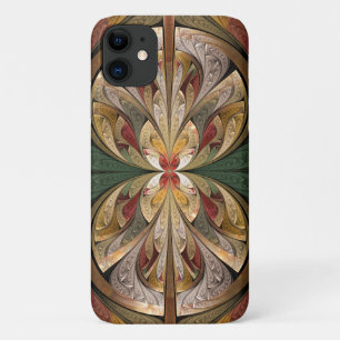 Funda Para iPhone 11 Patrón de vidrio manchado de mariposa con abstract