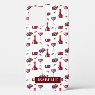 Funda Para iPhone 12 Patrón de vino rojo