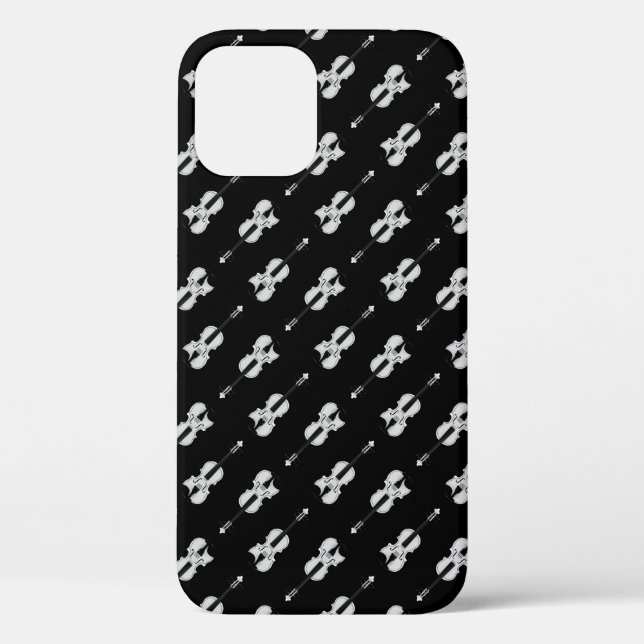 Funda De Case-Mate Para iPhone Patrón de violín - Blanco y negro (Reverso )
