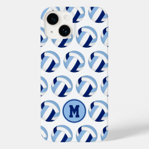 Funda Para iPhone 14 De Case-Mate Patrón de voleibol blanco azul monogramado