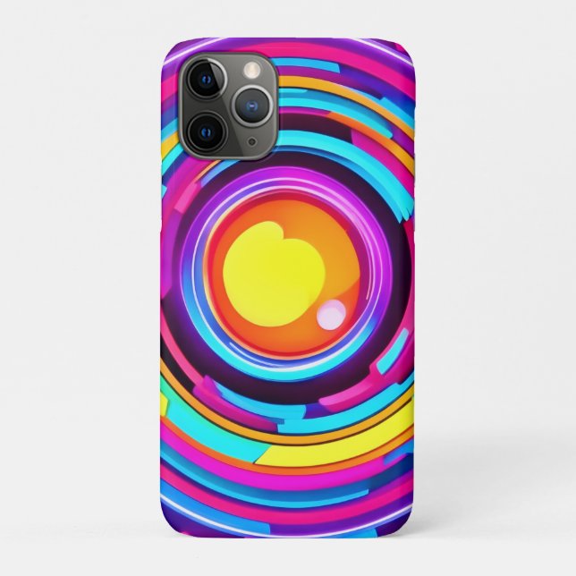 Funda De Case-Mate Para iPhone Patrón de vórtice del círculo neón (Reverso)
