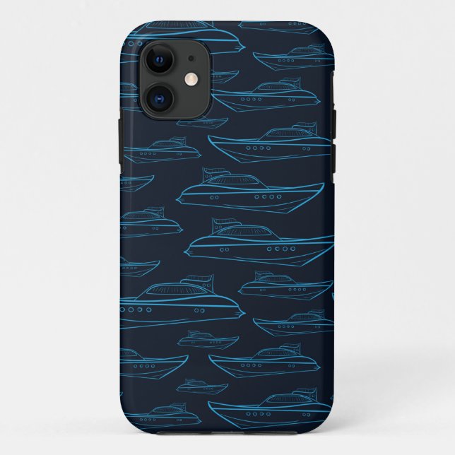 Funda De Case-Mate Para iPhone Patrón de yate azul (Reverso)