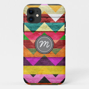 Funda Para iPhone 11 Patrón de zig zag de chevron azteca de madera #3