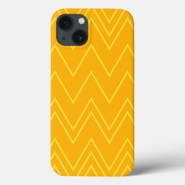 Funda De Case-Mate Para iPhone Patrón de zigzag amarillo, fresco, moderno, modern (Reverso)