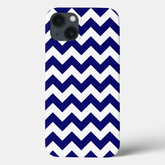 Funda De Case-Mate Para iPhone Patrón de zigzag blanco y naval (Reverso)