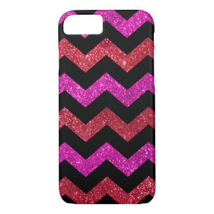 Funda Para iPhone 8/7 Patrón de zigzag del Purpurina rosado rojo
