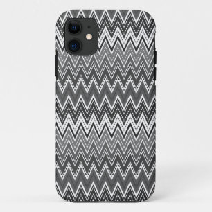 Funda Para iPhone 11 Patrón de zigzag geométrico en blanco y negro