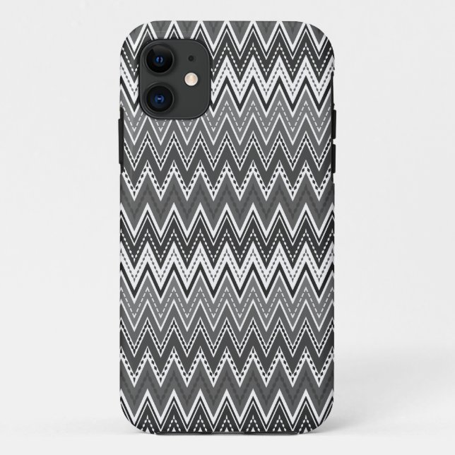 Funda De Case-Mate Para iPhone Patrón de zigzag geométrico en blanco y negro (Reverso)