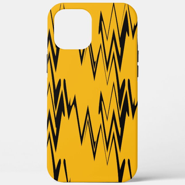 Funda De Case-Mate Para iPhone Patrón de zigzag negro amarillo (Reverso )