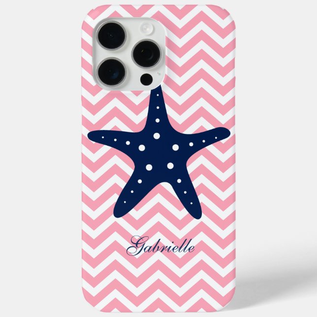 Funda De Case-Mate Para iPhone Patrón de zigzags azules y rosas (Reverso )