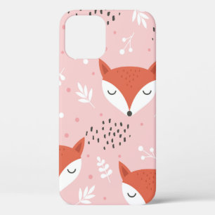 Funda Para iPhone 12 Patrón de zorro sin soldadura, bosque dibujado a m