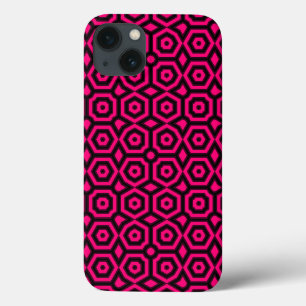 Funda Para iPhone 13 Patrón deco de arte geométrico rojo y negro de mod