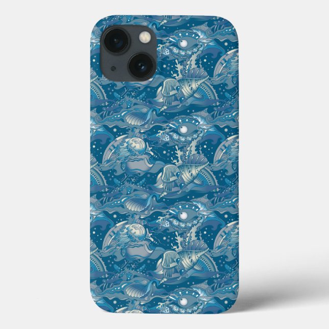 Funda De Case-Mate Para iPhone Patrón del Mar Tropical (Reverso)
