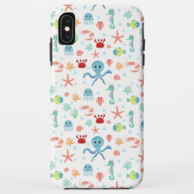 Funda De Case-Mate Para iPhone Patrón del mundo marino (Reverso)
