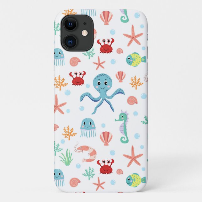 Funda De Case-Mate Para iPhone Patrón del mundo marino (Reverso)