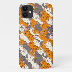 Funda Para iPhone 11 Patrón diagonal del gato negro jengibre