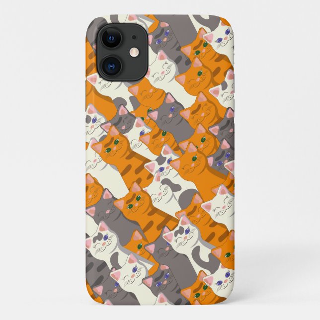 Funda De Case-Mate Para iPhone Patrón diagonal del gato negro jengibre (Reverso)