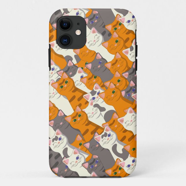 Funda De Case-Mate Para iPhone Patrón diagonal del gato negro jengibre (Reverso)