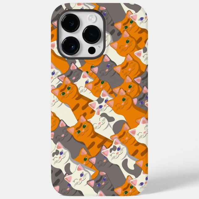 Funda De Case-Mate Para iPhone Patrón diagonal del gato negro jengibre (Reverso )