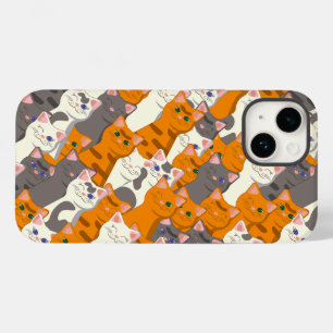 Funda Para iPhone 14 De Case-Mate Patrón diagonal del gato negro jengibre
