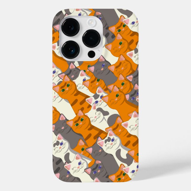 Funda De Case-Mate Para iPhone Patrón diagonal del gato negro jengibre (Reverso )