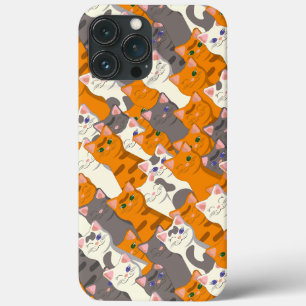 Funda Para iPhone 13 Pro Max Patrón diagonal del gato negro jengibre