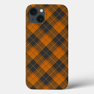 Funda Para iPhone 13 Patrón diagonal simple de tartán en naranja oscuro